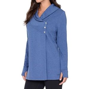 Danskin Asymmetrical Wrap Yoga Jacket, M Blue